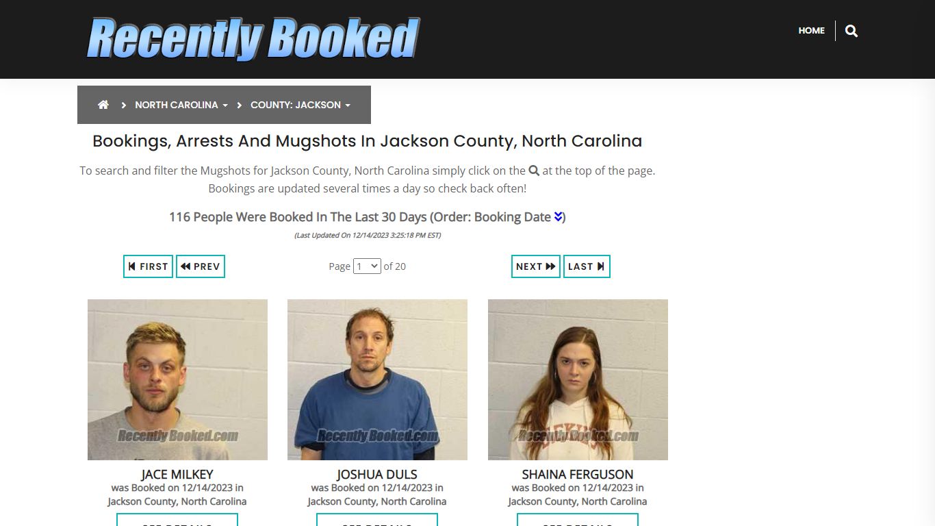 Bookings, Arrests and Mugshots in Jackson County, North Carolina